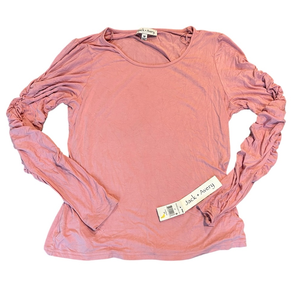 JACK + AVERY pink ruched sleeve top